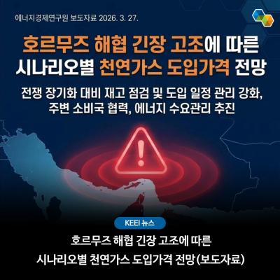 호르무즈 해협 긴장 고조에 따른 시나리오별 천연가스 도입가격 전망 (보도자료) 관련 이미지