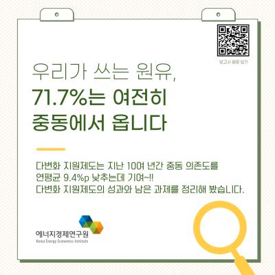 KEEI 카드뉴스 ᯽ 우리가 쓰는 원유, 71.7%는 여전히 중동에서 옵니다 ᯽관련 이미지
